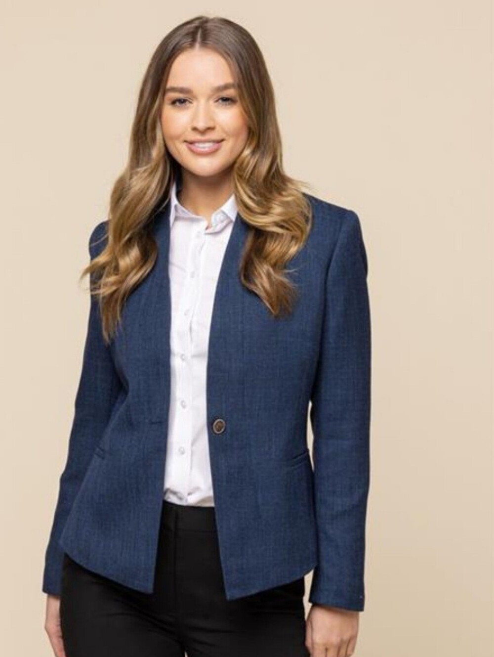 Banana Republic Fitted Blue Blazer | Tailored Career Jacket | Classic Wardrobe S